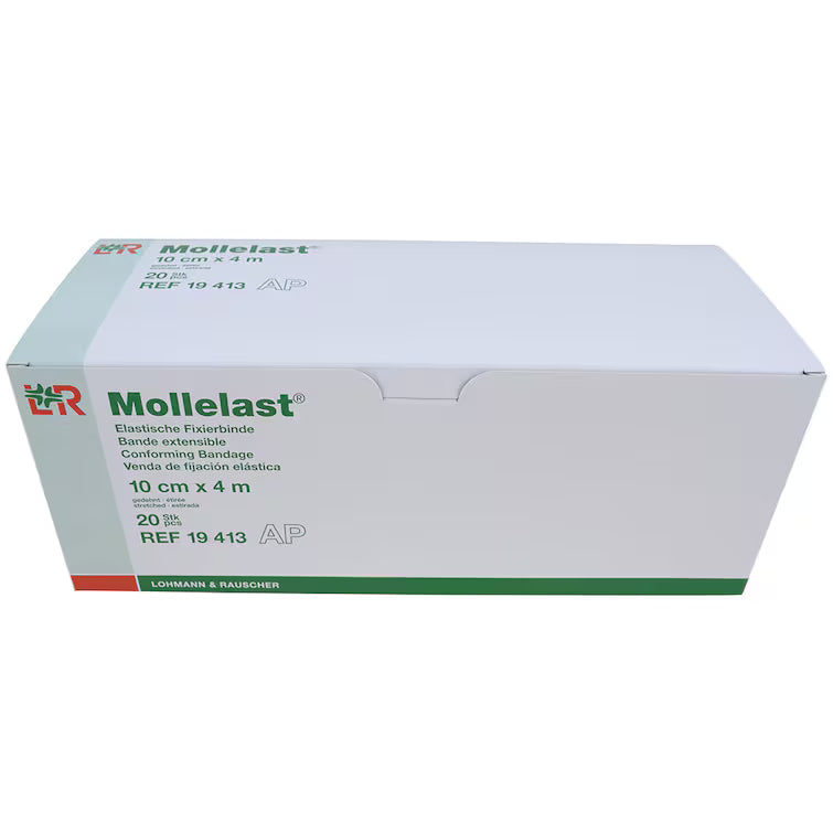 L&R Mollelast elastisk gasbinda 10cmx4m - 20st/förpackning