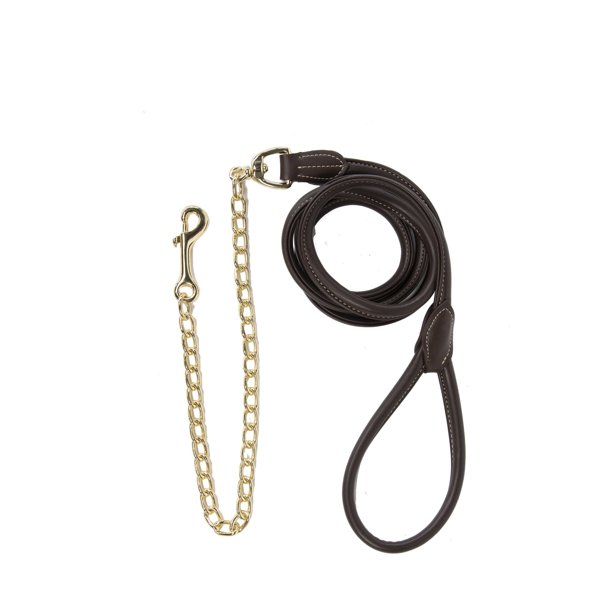 Kentucky Round-stitched chain halter in leather