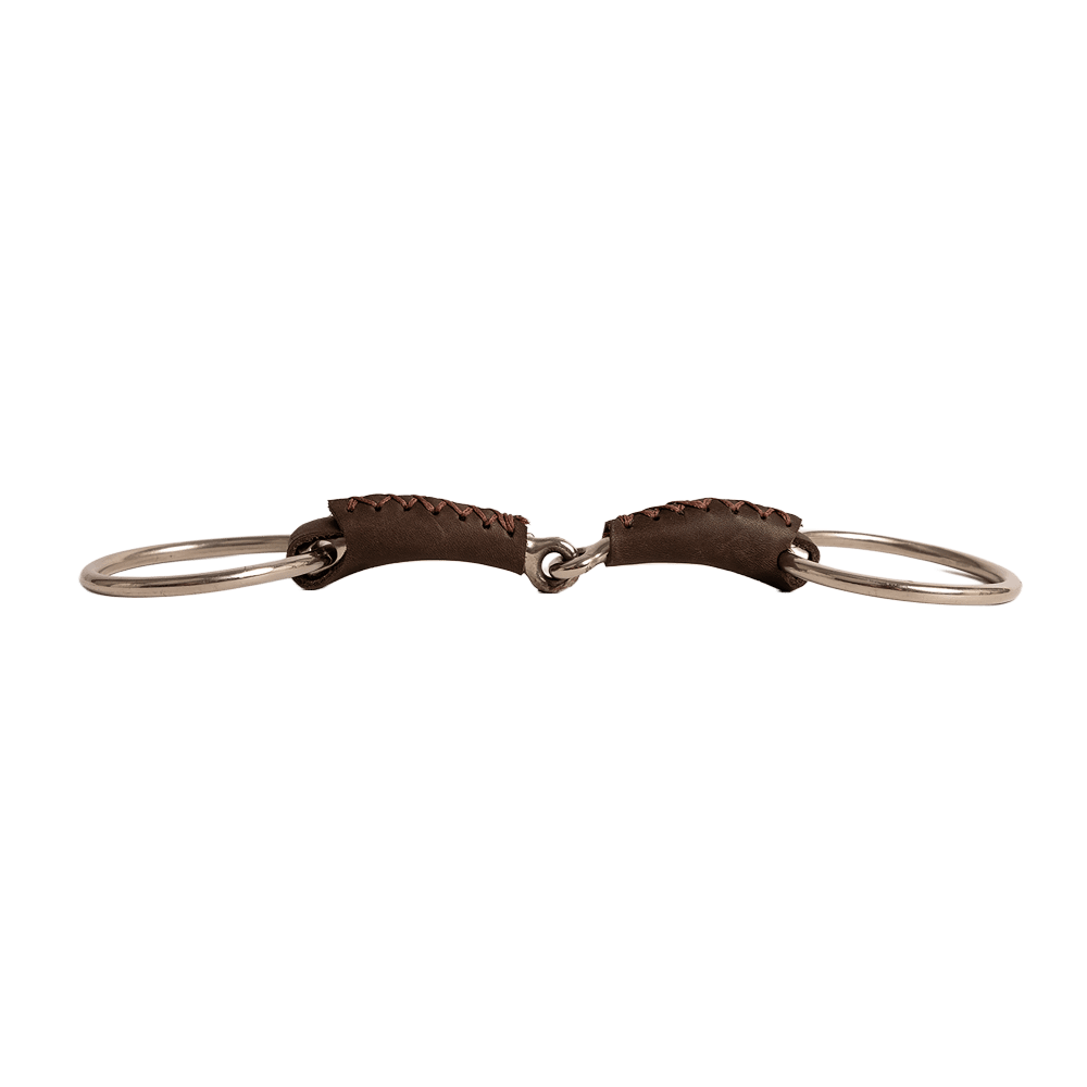 Velari Bett Leather Snaffle Single Jointed Loose Ring 18mm