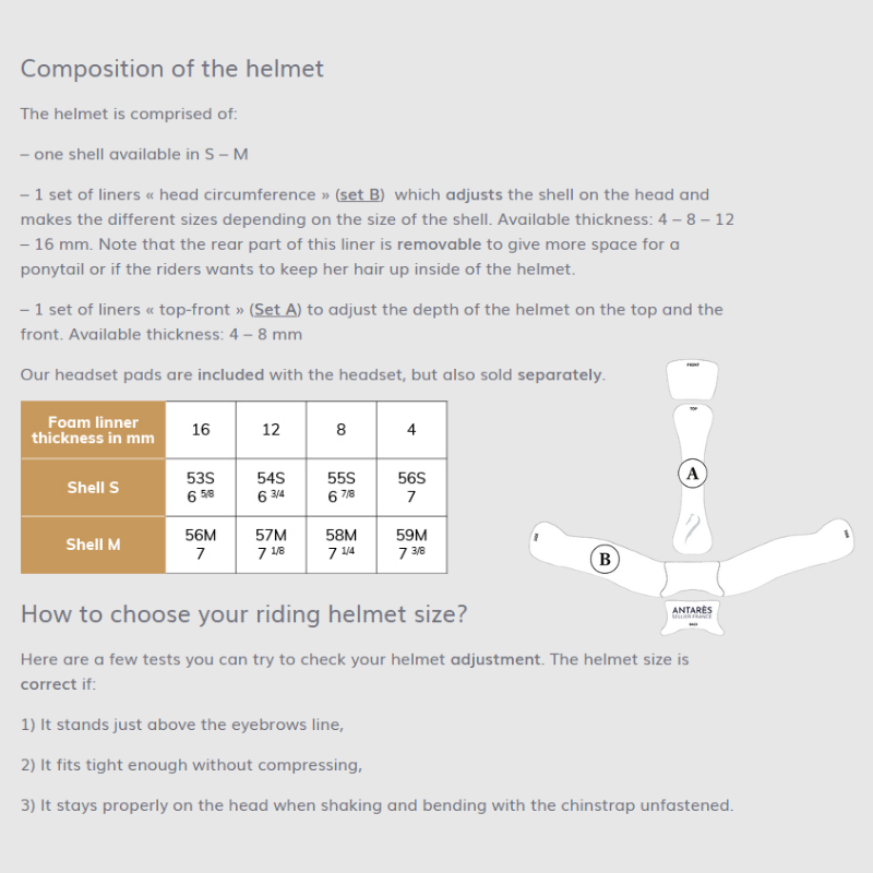 Antares liner till ridhjälmar