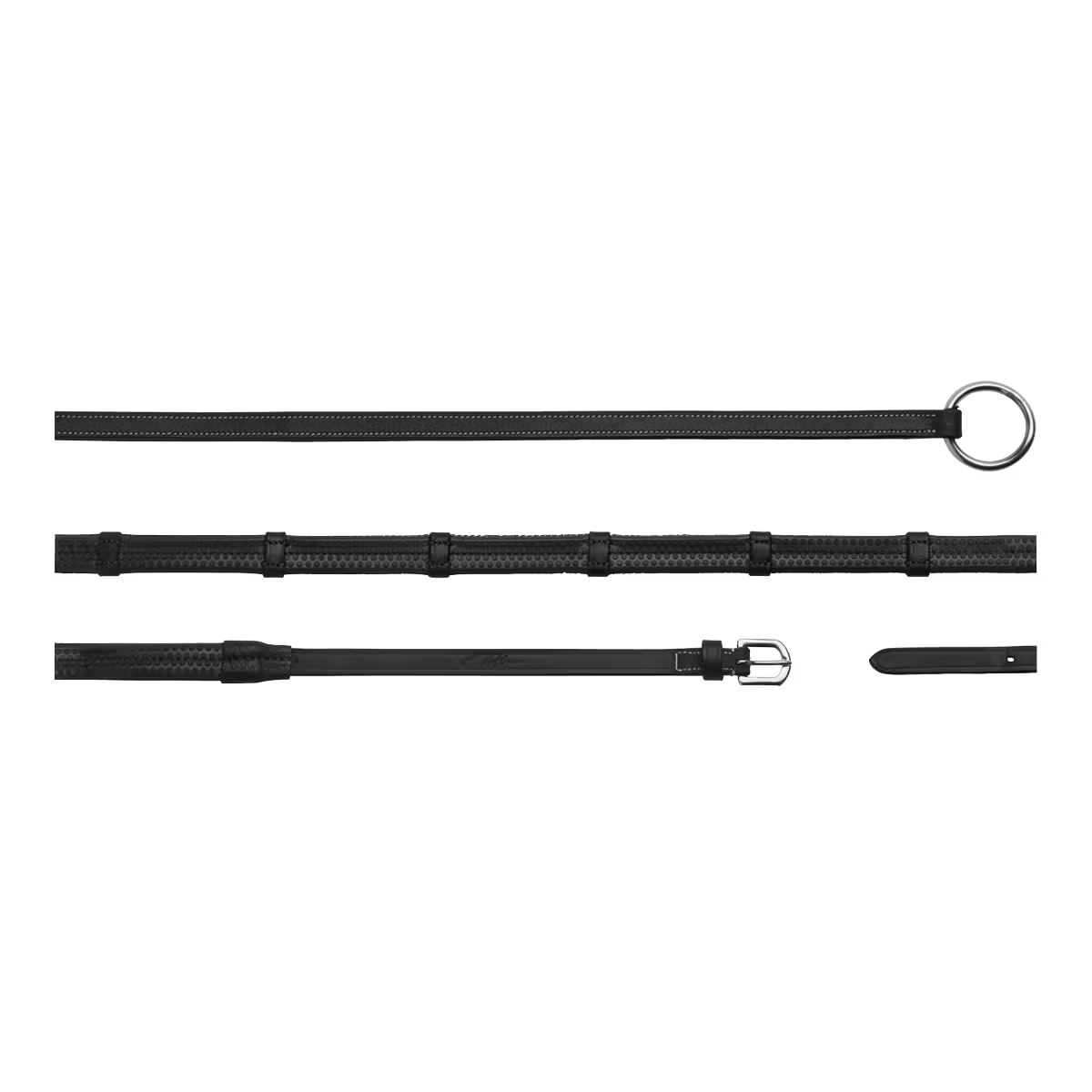 Dyon WO Rubber rein 13mm with stoppers, ring attachment