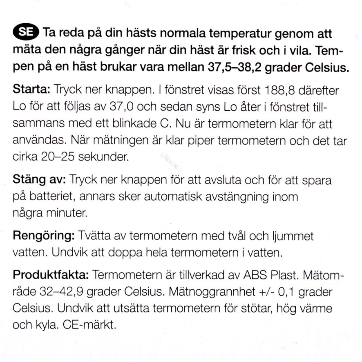 Hansbo Safehorse Hästtermometer