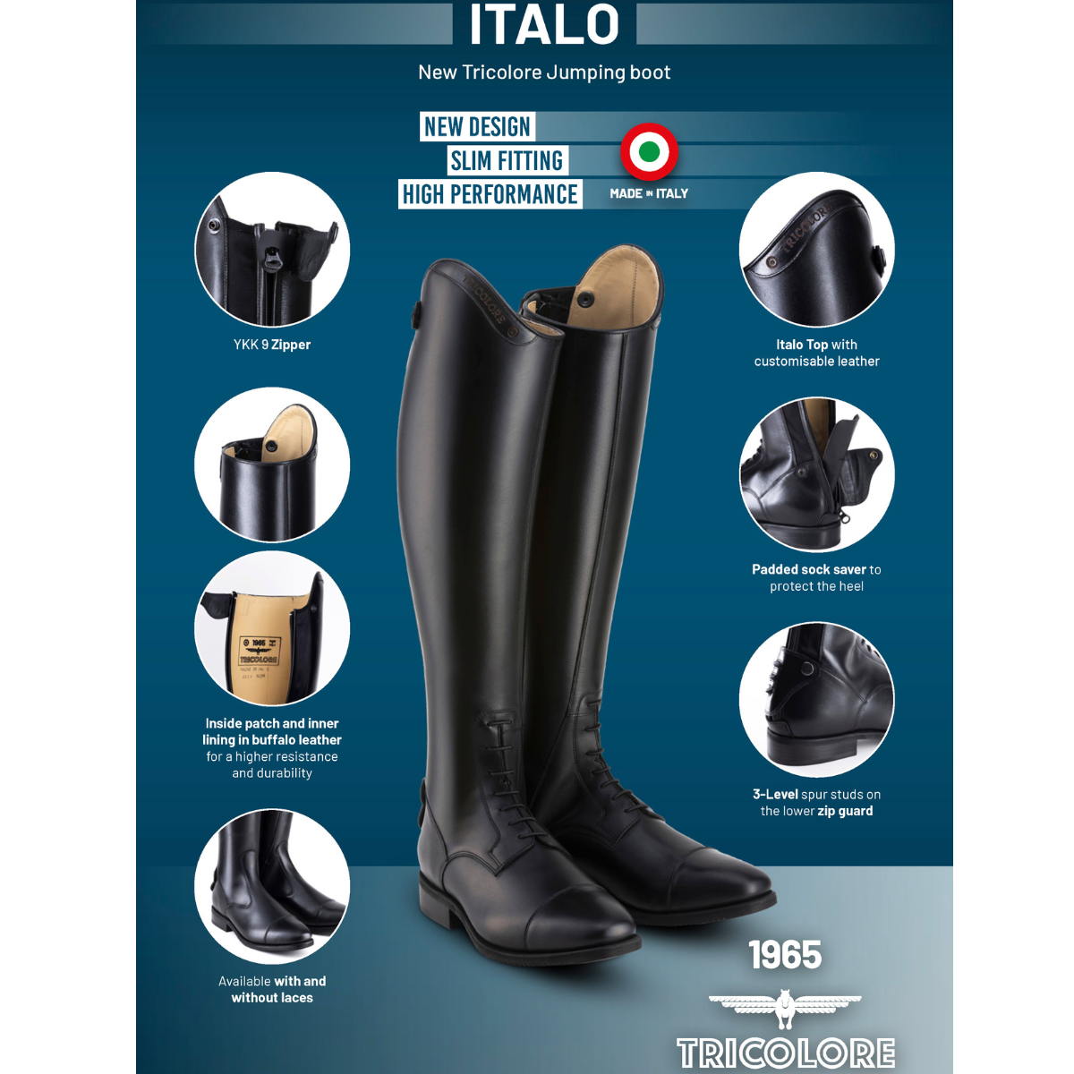 Tricolore Italo 01 Ridstövel - Smooth Black 38-40